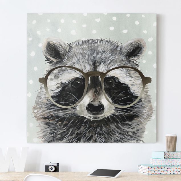 Print on canvas - Animals With Glasses - Raccoon