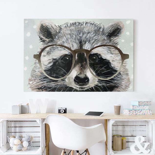 Print on canvas - Animals With Glasses - Raccoon