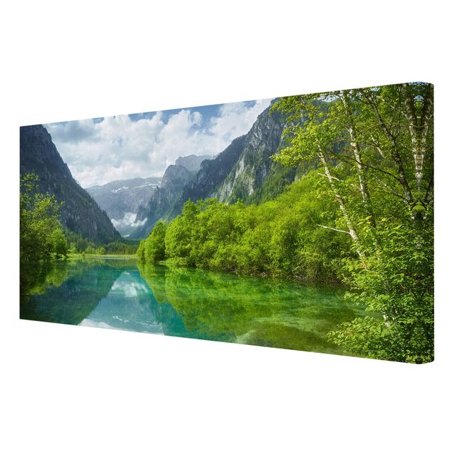 Print on canvas - Mountain Lake With Water Reflection