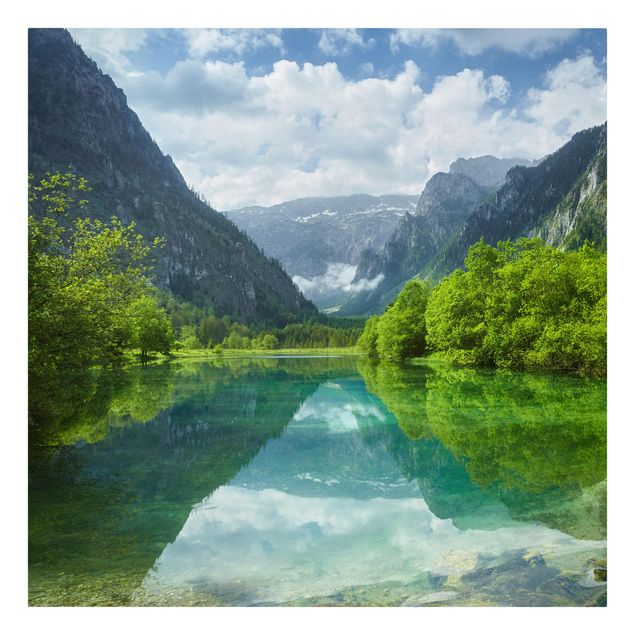Print on canvas - Mountain Lake With Water Reflection
