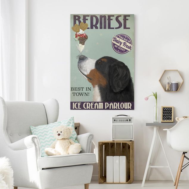 Print on canvas - Bernese Mountain Dog With Ice