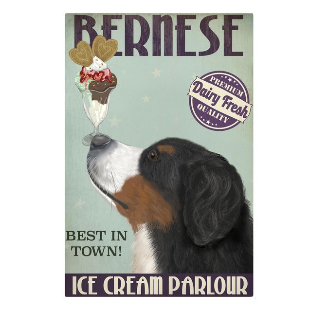 Print on canvas - Bernese Mountain Dog With Ice