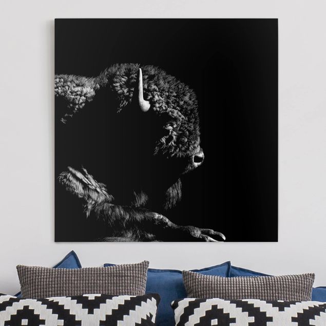 Print on canvas - Bison In The Dark