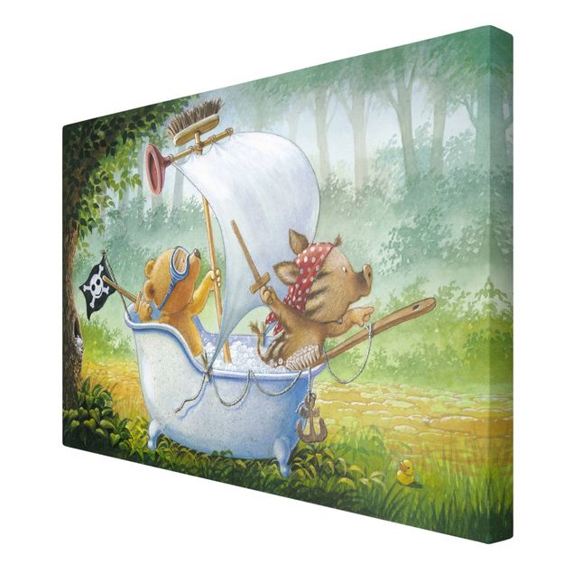 Print on canvas - Buddy Bear - In The Bathtub