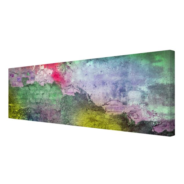 Print on canvas - Colourful Sprayed Old Brick Wall