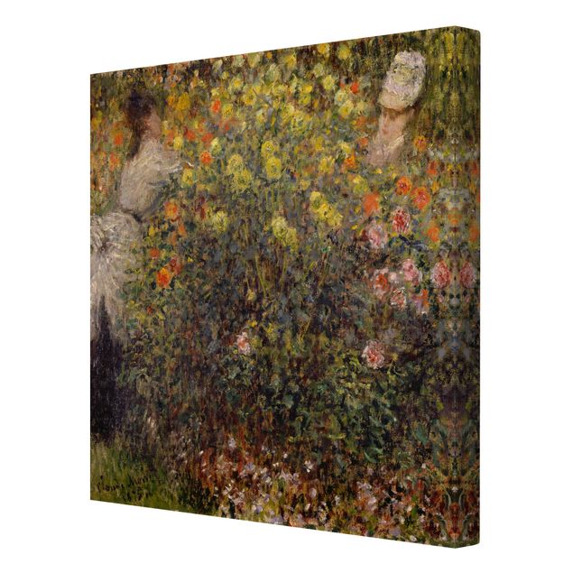 Print on canvas - Claude Monet - Two Ladies in the Flower Garden