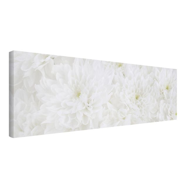 Print on canvas - Dahlias Sea Of Flowers White