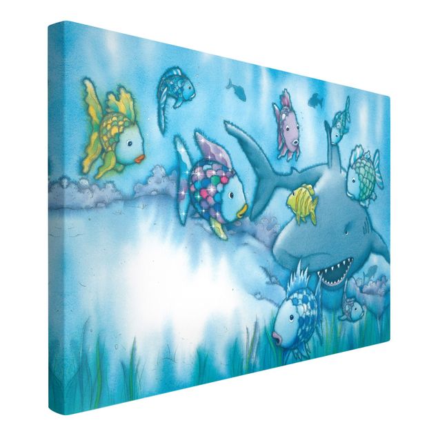 Print on canvas - The Rainbow Fish - Shark Attack