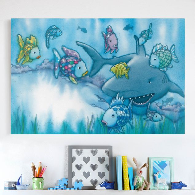 Print on canvas - The Rainbow Fish - Shark Attack