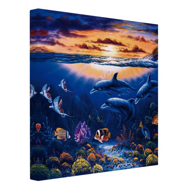 Print on canvas - Dolphins World