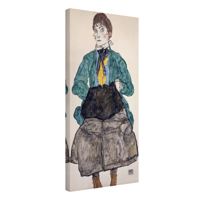Print on canvas - Egon Schiele - Woman In Green Blouse With Muff