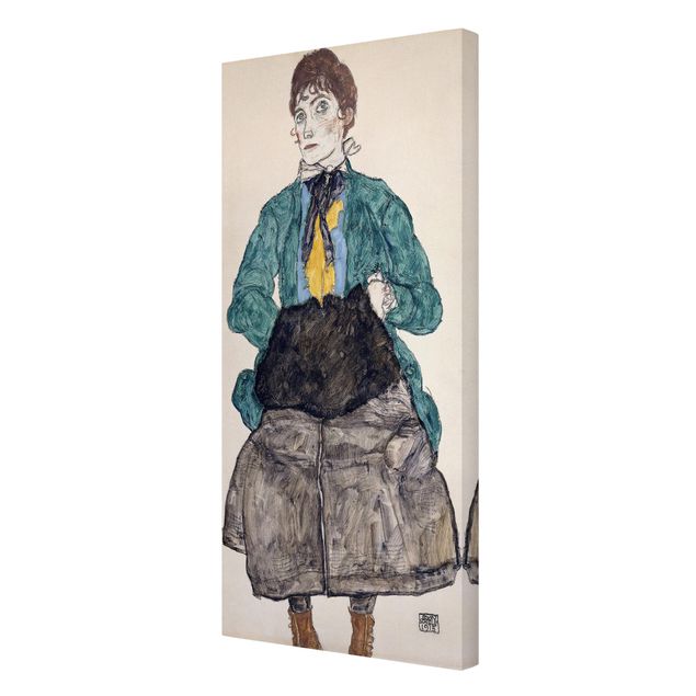 Print on canvas - Egon Schiele - Woman In Green Blouse With Muff