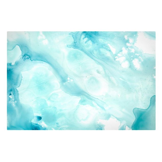 Print on canvas - Emulsion In White And Turquoise I
