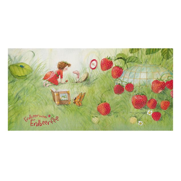 Print on canvas - Little Strawberry Strawberry Fairy- With Worm Home