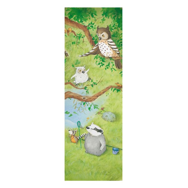 Print on canvas - Vasily Raccoon - Owl Chick Elsa Pulls Out
