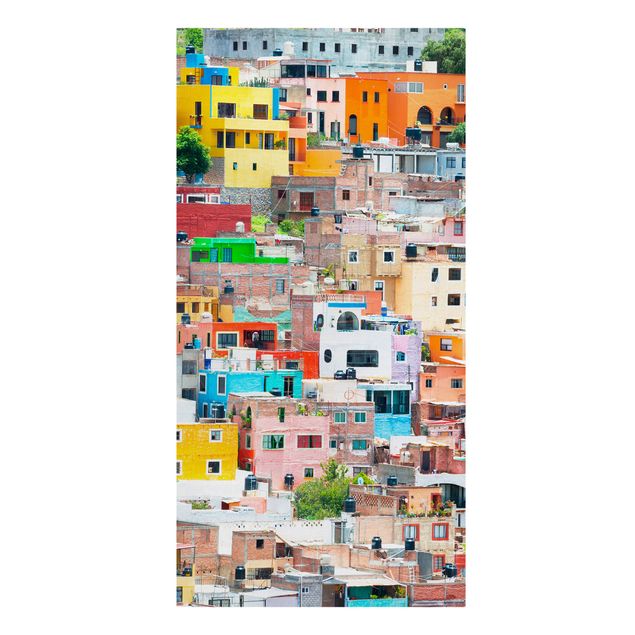 Print on canvas - Coloured Houses Front Guanajuato