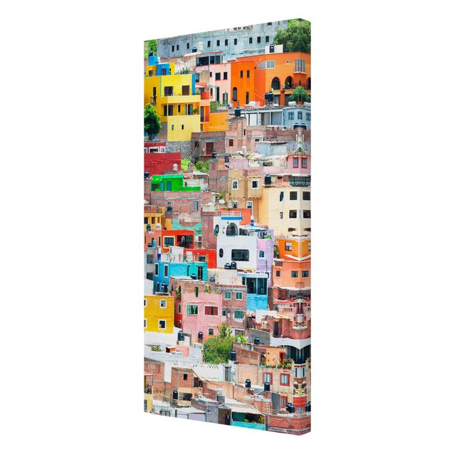 Print on canvas - Coloured Houses Front Guanajuato
