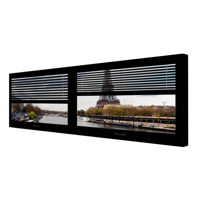 Print on canvas - Window View Blinds - Seine And Eiffel Tower