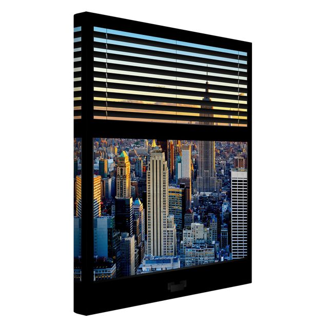 Print on canvas - Window View Blinds - Sunrise New York