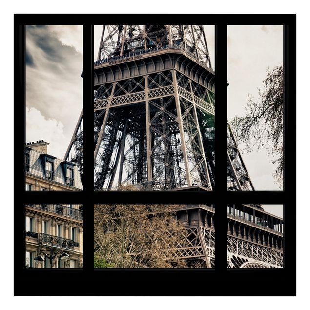 Print on canvas - Window View Paris - Close To The Eiffel Tower