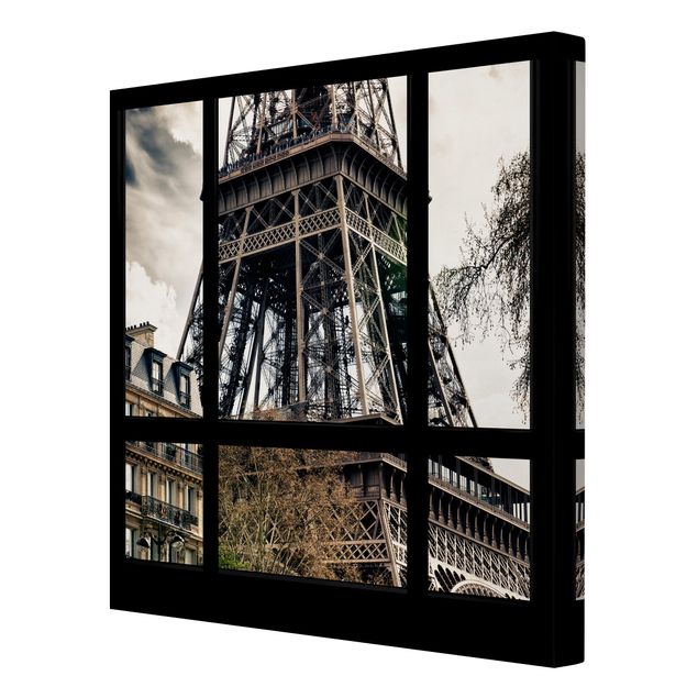 Print on canvas - Window View Paris - Close To The Eiffel Tower
