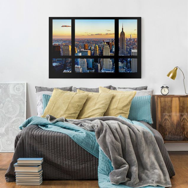 Print on canvas - Window view - Sunrise New York