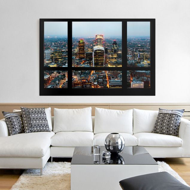 Print on canvas - Window view illuminated skyline of London