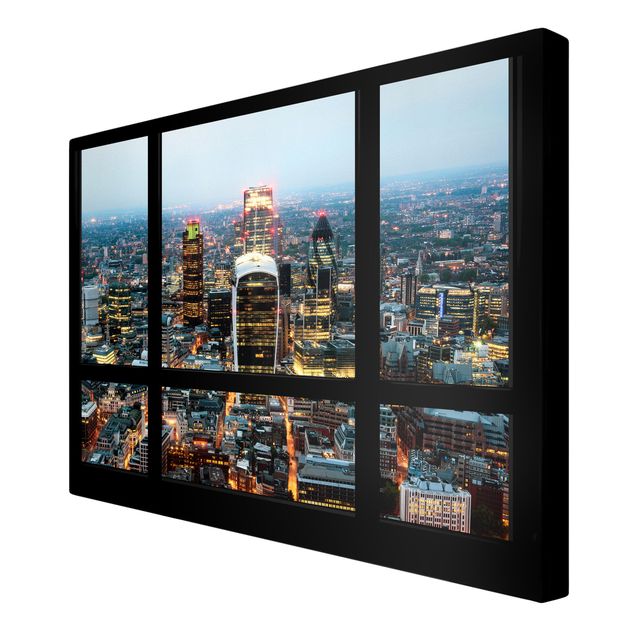 Print on canvas - Window view illuminated skyline of London