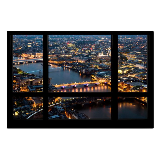 Print on canvas - Window view of London's skyline with bridge