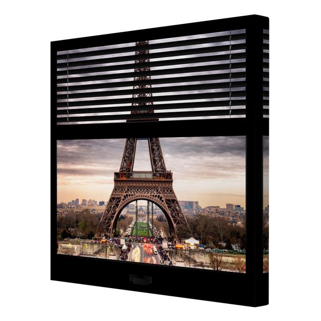Print on canvas - Window Blinds View - Eiffel Tower Paris