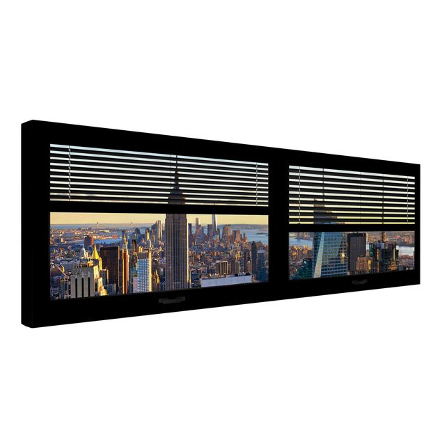 Print on canvas - Window View Blinds - Manhattan Evening