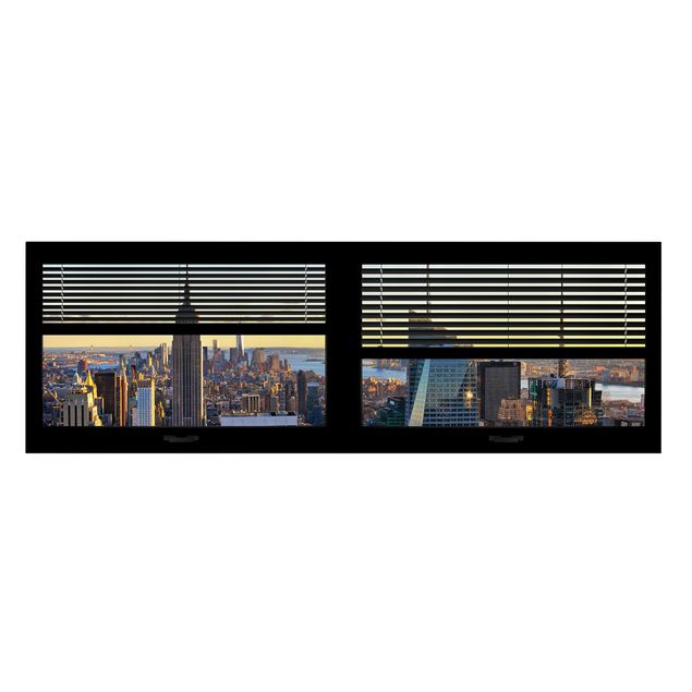 Print on canvas - Window View Blinds - Manhattan Evening