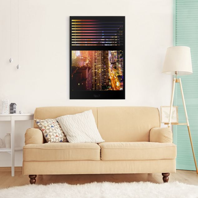 Print on canvas - Window View Blinds - Manhattan at night