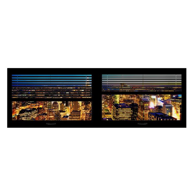 Print on canvas - Window View Blinds - New York At Night