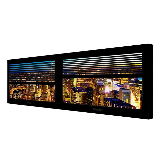 Print on canvas - Window View Blinds - New York At Night