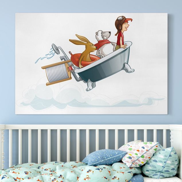 Print on canvas - Flying Farm Bathtub