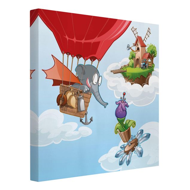 Print on canvas - Flying Elephant Farm In The Clouds