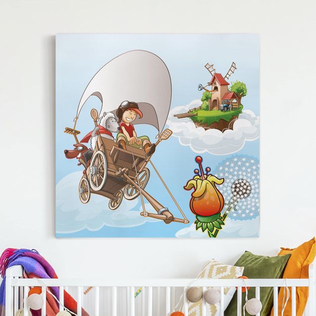 Print on canvas - Flying Farm Hay Cart Ride