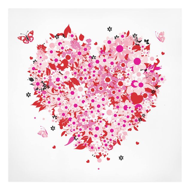 Print on canvas - Floral Retro Heart
