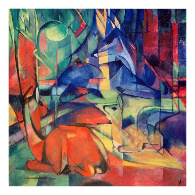 Print on canvas - Franz Marc - Deer In The Forest