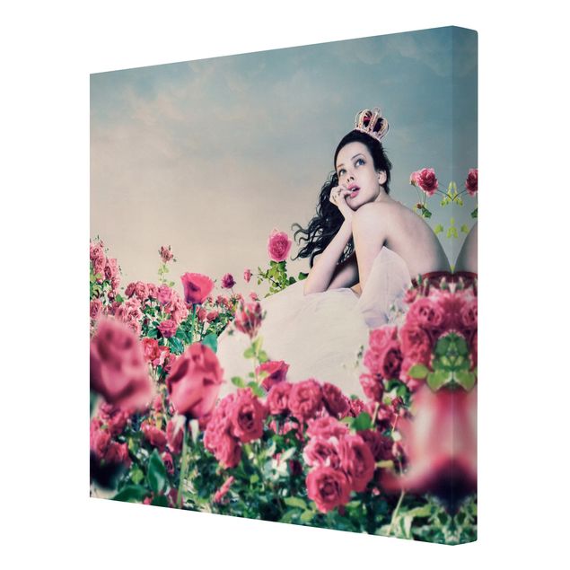 Print on canvas - Woman In The Rose Field