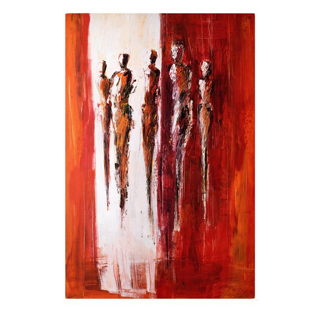 Print on canvas - Five Figures In Red 01