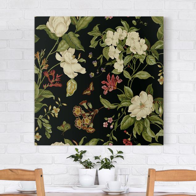 Print on canvas - Garden Flowers On Black II