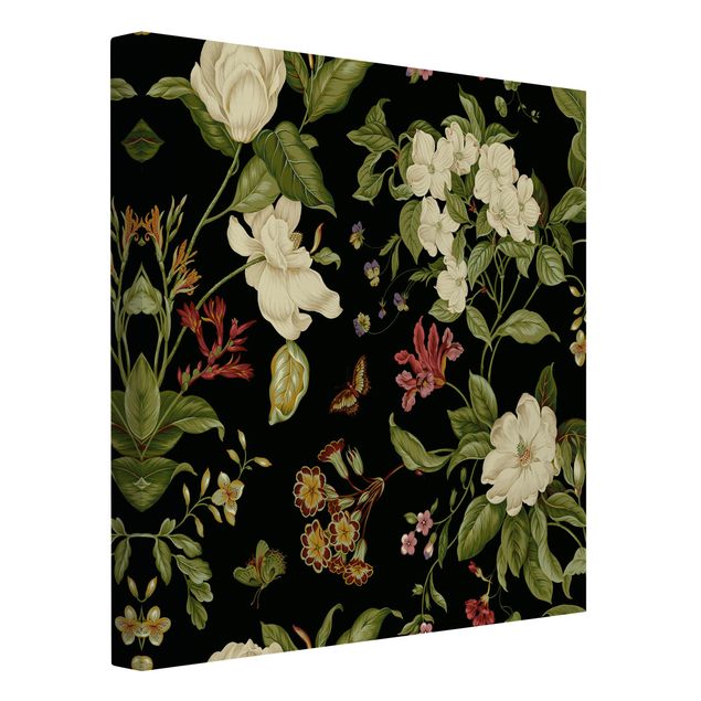 Print on canvas - Garden Flowers On Black II