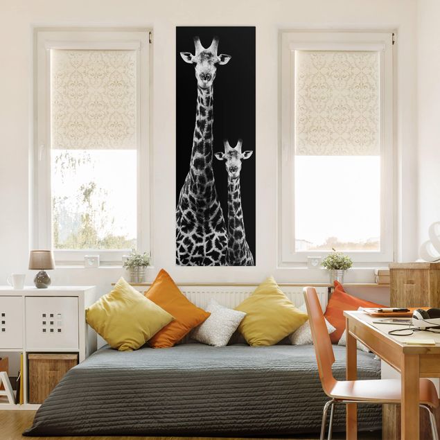 Print on canvas - Giraffe Duo Black And White