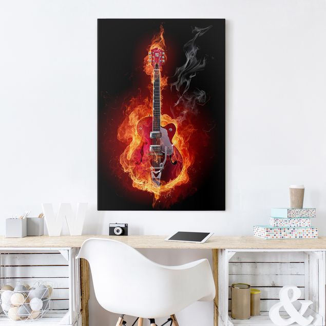 Print on canvas - Guitar In Flames