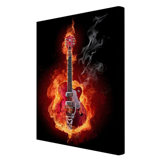 Print on canvas - Guitar In Flames
