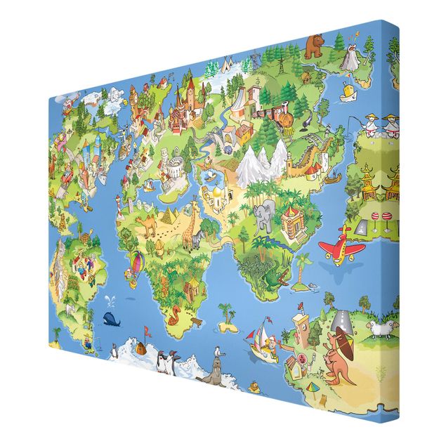 Print on canvas - Great and funny world map