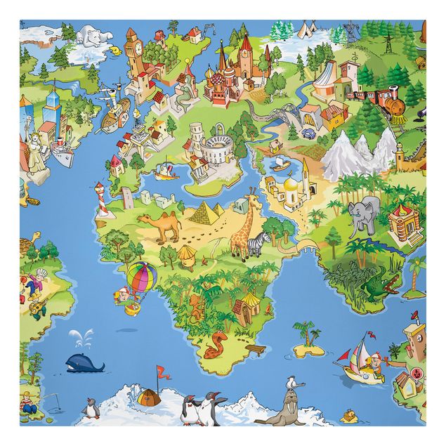Print on canvas - Great and Funny Worldmap