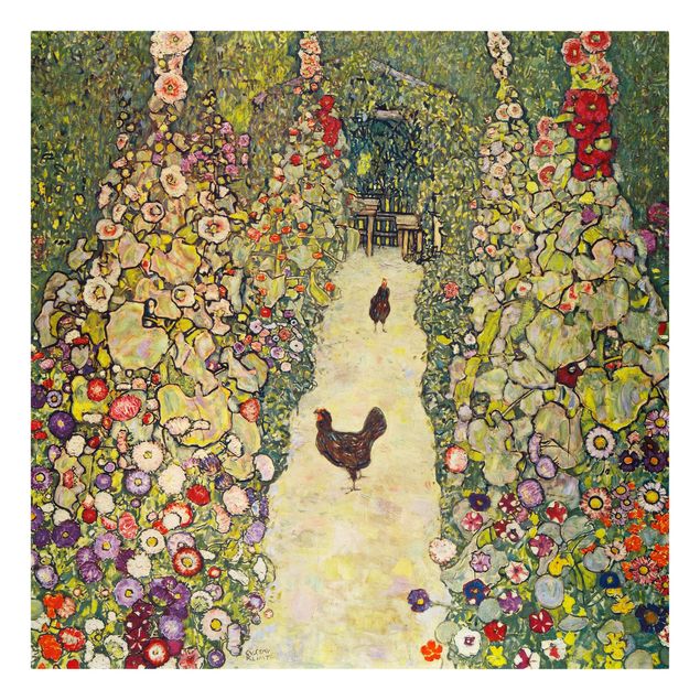 Print on canvas - Gustav Klimt - Garden Path with Hens